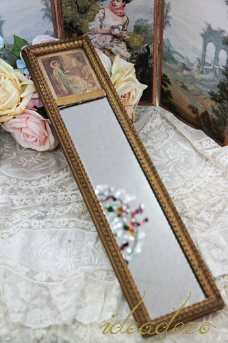 19세기 앤틱 프렌치 우드 Trumeau Mirror