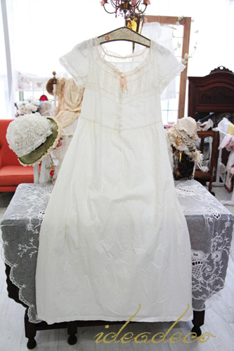 앤틱 1905년도 에드워디안 코튼 나이트 드레스
